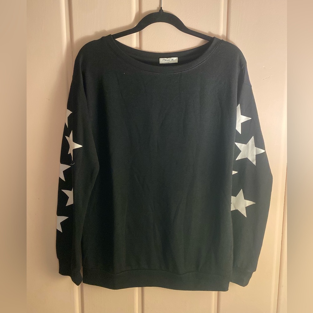 Stylish Black Sweater with White Star Accents
